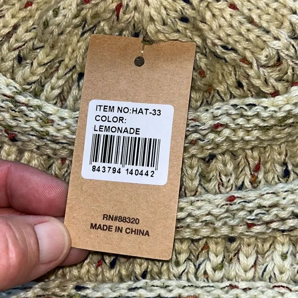 NWT C.C Colorful Lemonade Confetti Cable Knit Beanie